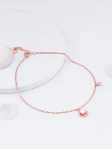 GIVA 925 Silver Rose Gold-Plated Pearls In Scallop Beaded Anklet