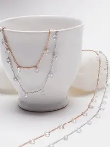 GIVA 925 Silver & Rose Gold-Plated Zircon Stone Studded Queen'S Anklets