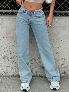 DressBerry Women Comfort Straight Fit High-Rise Light Fade Acid Wash Stretchable Jeans