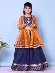 BAESD Girls Embroidered Mirror Work Choli & Lehanga With Koti