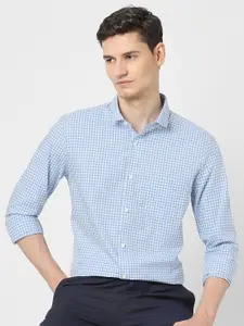Peter England Men Slim Fit Opaque Checked Formal Shirt