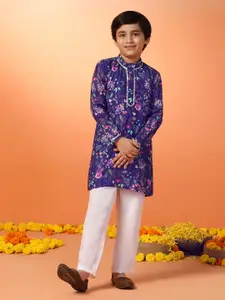 BAESD Boys Floral Printed Regular Kurta with Trousers