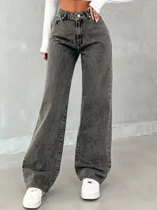 DressBerry Women Comfort Straight Fit High-Rise Light Fade Acid Wash Stretchable Jeans