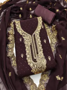 Panzora Embroidered Zari Georgette Unstitched Dress Material