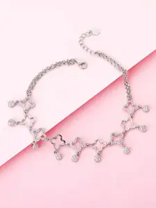 GIVA Celtic Set Of 2 925 Sterling Silver Rhodium-Plated Crystals Anklet