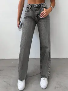 DressBerry Women Comfort Straight Fit High-Rise Light Fade Acid Wash Stretchable Jeans