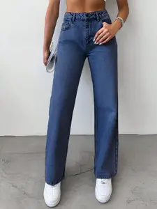 DressBerry Women Comfort Straight Fit High-Rise Light Fade Acid Wash Stretchable Jeans