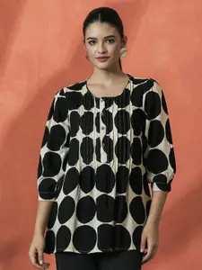 Sangria Polka Dot Printed A-Line Top