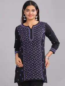 Club Loom Floral Chikankari Cotton Embroidered Top