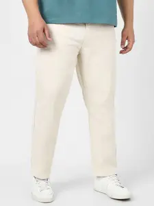 Urbano Plus Men Ecru Straight Fit Washed Jeans Stretchable
