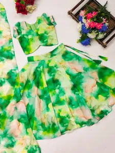 BAESD Girls Tie and Dye Printed Lehenga & Choli With Dupatta