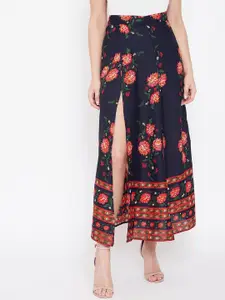 Berrylush Floral Printed High Rise A-Line Maxi Skirt