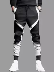 RusticBlooms Men Colourblocked Mid Rise Joggers