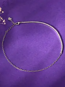 GIVA 925 Silver Rhodium-Plated Zircon Stone Studded Soft Glow Anklets