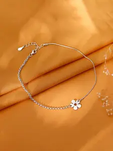 GIVA Silver Rhodium-Plated Radiance Toe Anklets