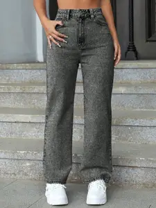 DressBerry Women Comfort Straight Fit High-Rise Light Fade Acid Wash Stretchable Jeans