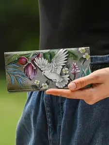 Anuschka Hand Painted Wings of Peace Leather Checkbook Cover