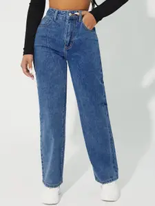 DressBerry Women Comfort Straight Fit High-Rise Light Fade Acid Wash Stretchable Jeans