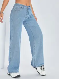 DressBerry Women Comfort Straight Fit High-Rise Light Fade Acid Wash Stretchable Jeans