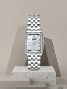 CARLOS PHILIP Women Brass Embellished Dial & Stainless Steel Bracelet Style Straps Analogue Watch S04029-1