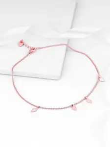 GIVA 925 Silver Rose Gold-Plated Kite Shaped Anklets