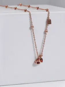 GIVA 925 Sterling Silver Rose Gold-Plated Artificial Stons Studded Necklace