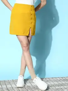 Berrylush High Rise Front-Slitted Pencil Mini Skirt