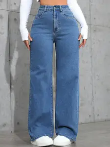 DressBerry Women Comfort Straight Fit High-Rise Light Fade Acid Wash Stretchable Jeans