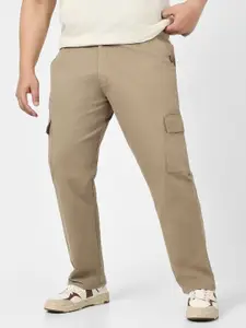 Urbano Plus Men Khaki Regular Fit Solid Cargo Chino Pant with 6 Pockets Stretchable