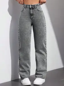 DressBerry Women Comfort Straight Fit High-Rise Light Fade Acid Wash Stretchable Jeans