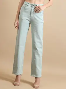 DressBerry Women Comfort Straight Fit High-Rise Light Fade Acid Wash Stretchable Jeans