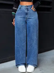 DressBerry Women Comfort Straight Fit High-Rise Light Fade Acid Wash Stretchable Jeans