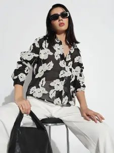 SHOWOFF Women Comfort Floral Semi Sheer Casual Shirt