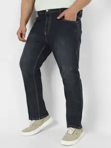 Urbano Plus Men Dark Grey Straight Fit Heavy Washed Jeans Stretchable