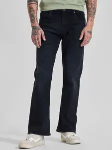 Snitch Men Dark Charcoal Black Mid-Rise Bootcut Jeans