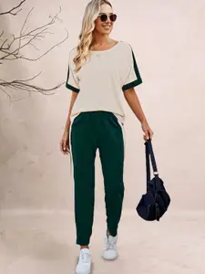 DTR FASHION Round Neck T-Shirt With Trousers Co-Ords