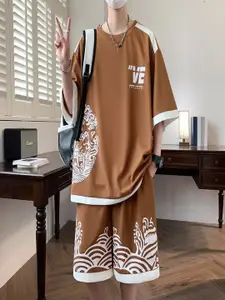 StyleCast Printed Round Neck T-Shirt With Shorts Co-Ords