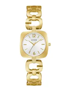 GUESS Women Brass Dial & Stainless Steel Bracelet Style Straps Analogue Watch U1441L2M