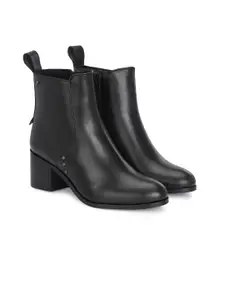 Delize Womens Leather Mid Heel Ankle Regular Boots
