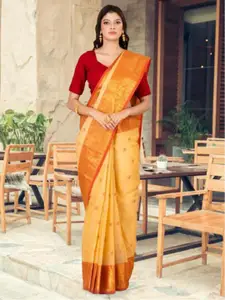 Laa Calcutta Floral Zari Pure Cotton Taant Saree