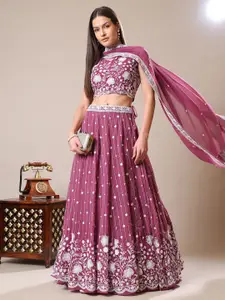 Kinjo Floral Embroidered Thread Work Ready to Wear Lehenga With Blouse And Dupatta