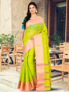Laa Calcutta Floral Zari Pure Cotton Taant Saree