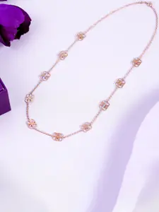 KIORAH 925 Sterling Silver Rose Gold-Plated Minimal Necklace