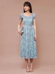 all about you Floral Print Georgette Fit & Flare Midi Dress