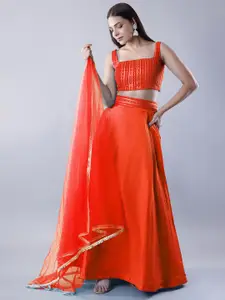 Utsav Fashion Embroidered Sequinned Shibori Ready to Wear Lehenga & Choli With Dupatta