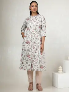 Soch Floral Printed Round Neck Straight Kurta