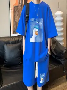 StyleCast Printed Round Neck T-Shirt With Shorts