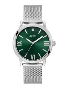 GUESS Men Brass Dial & Stainless Steel Bracelet Style Straps Analogue Watch U1452G1M