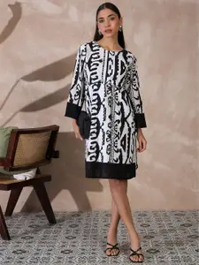 all about you Print Flared Sleeve Georgette A-Line Dress