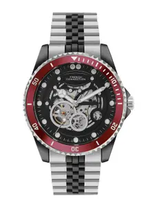 French Connection Men Skeleton Dial & Stainless Steel Bracelet Style Straps Analogue Automatic Motion Watch